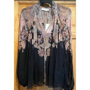 Zimmermann Illustration Billow Paisley Blouse - Size US 6 - New With Tags